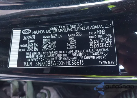 2022 Hyundai Tucson Sel из США, поврежденный, VIN 5NMJB3AEXNH038613